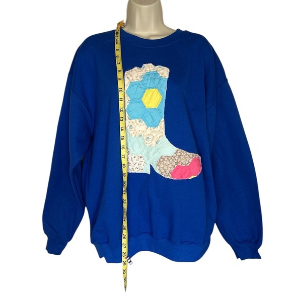 Gildan Blue Oversized Graphic Sweatshirt Long Sleeve Sz L - Picture 6 of 7